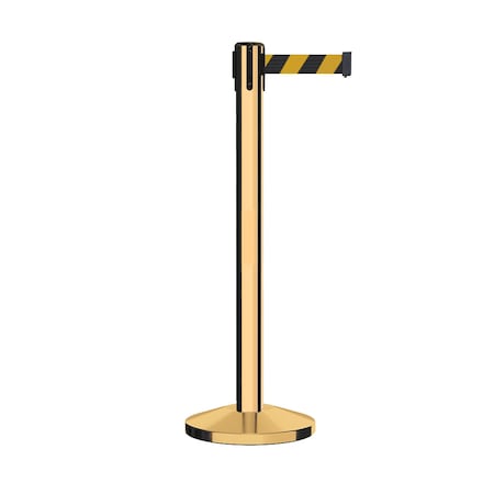 Stanchion Belt Barrier Pol.Brass Post 16ft. Black/Yel Belt